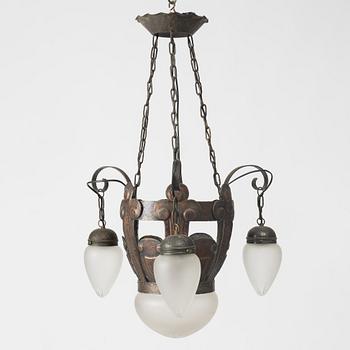 A Jugend ceiling lamp, early 20th century.