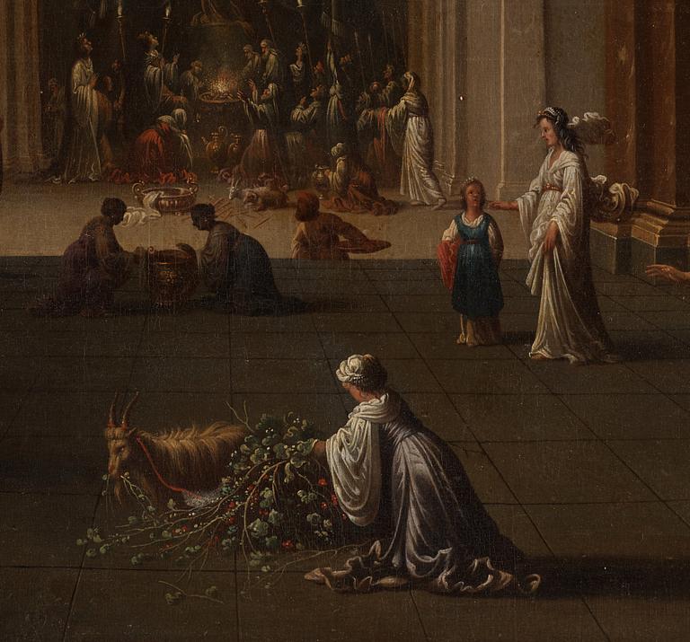 Jacob Ferdinand Saeys Hans krets, Kyrkointeriör med figurer.