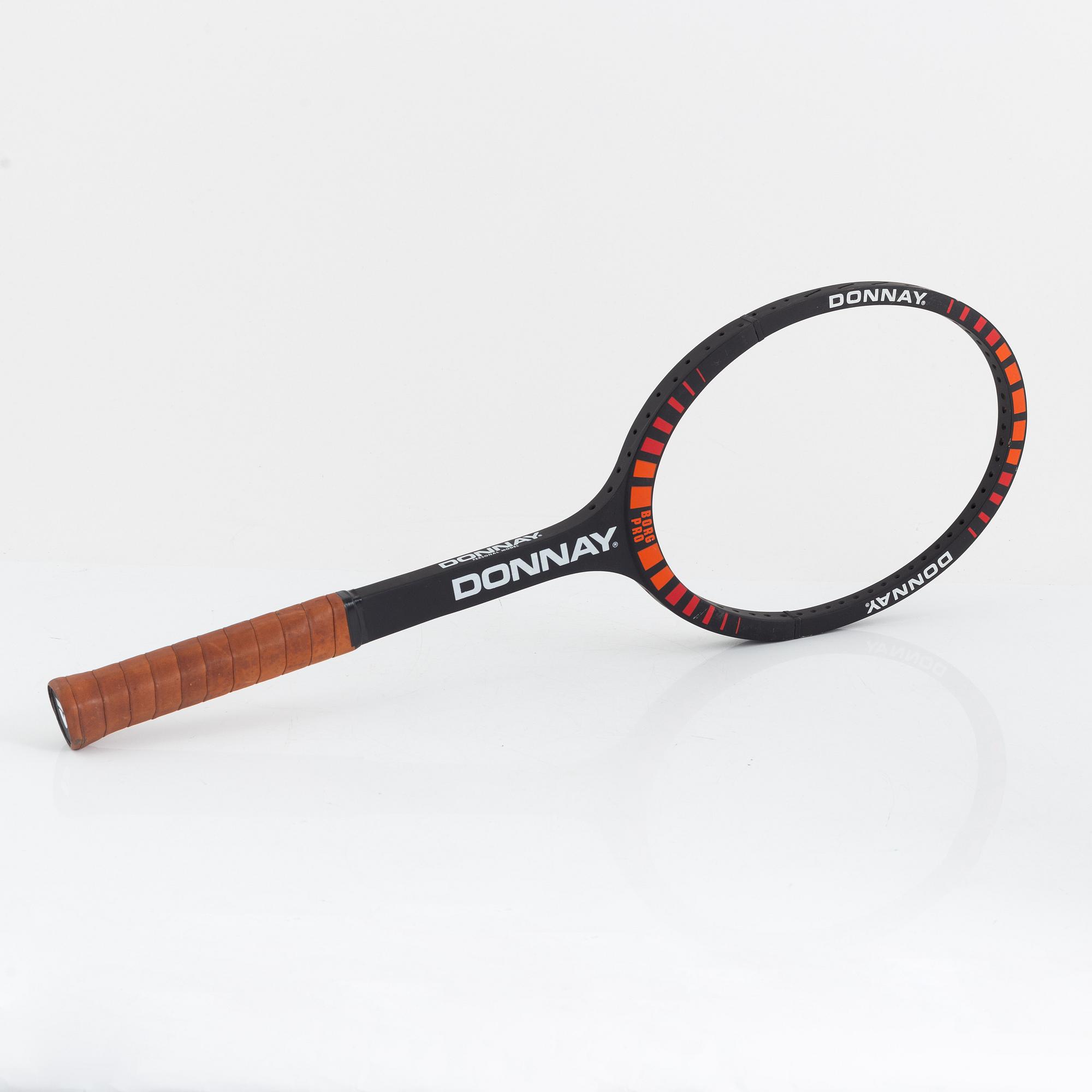 Three tennis rackets, Donnay Borg Pro. Specially made for Björn Borg, Lennar Bergelin, Mariana Simionescu.