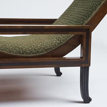 Carl Hörvik, a pair of mahogany-stained birch lounge chairs, Swedish Grace 1920s.