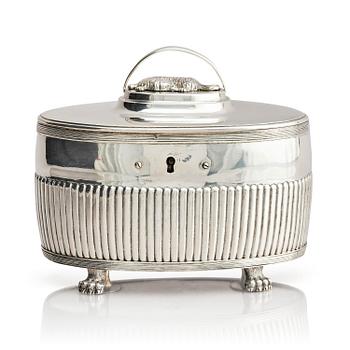 328. A Swedish early 19th century silver sugar casket, mark of Gustaf Folcker, Stockholm 1818.
