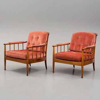 FÅTÖLJER, ett par, "Skrindan", Kerstin Hörlin-Holmquist, 1900-talets andra hälft.