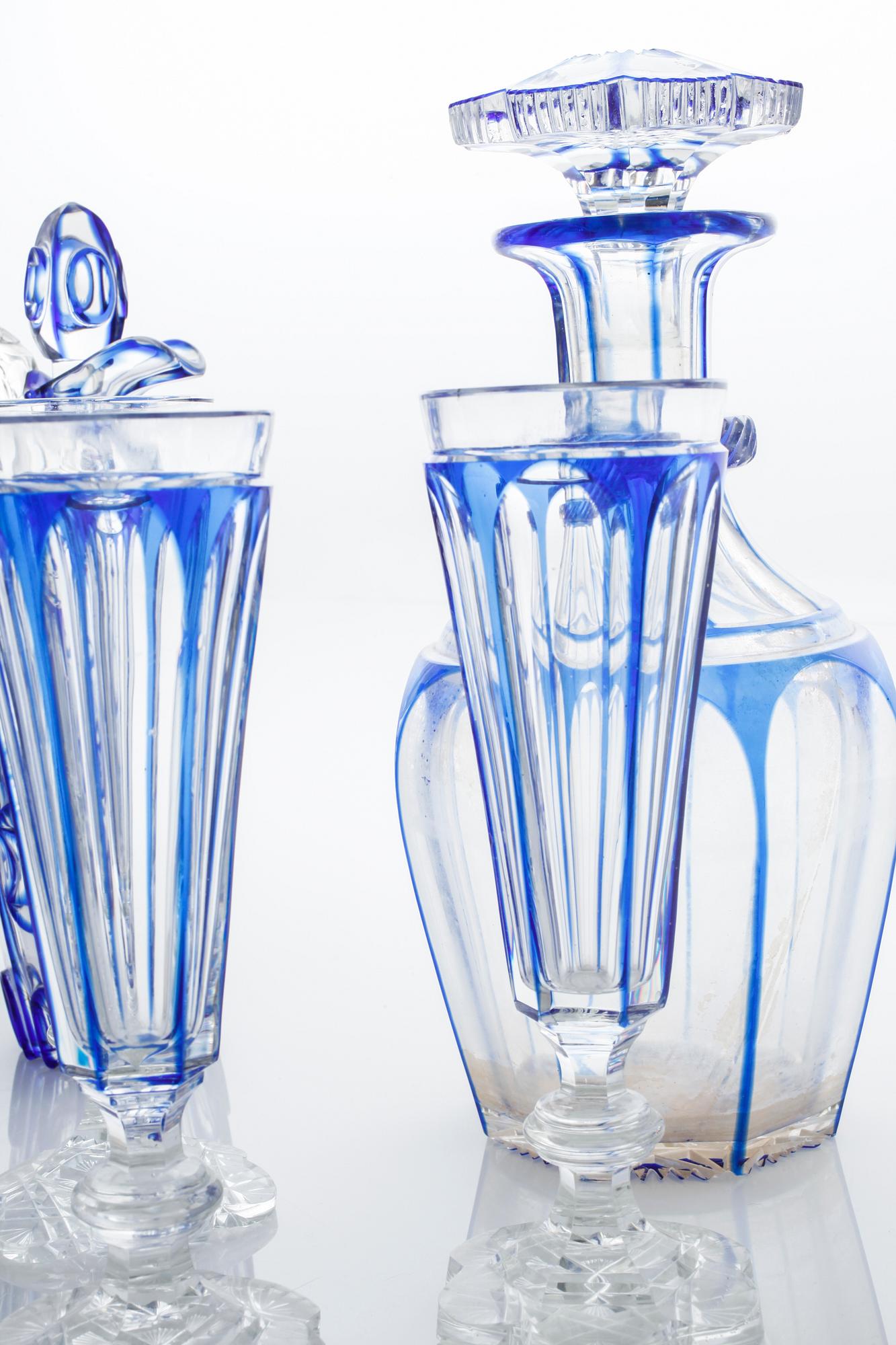 55 pieces of glass tableware, first half of the 20th century.