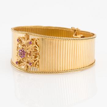 Bangle, 18K gold with rubies, Italy.