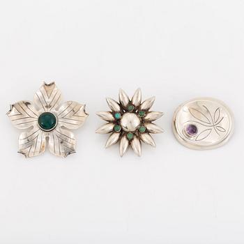 G Kaplan, broscher, 3 st, silver.