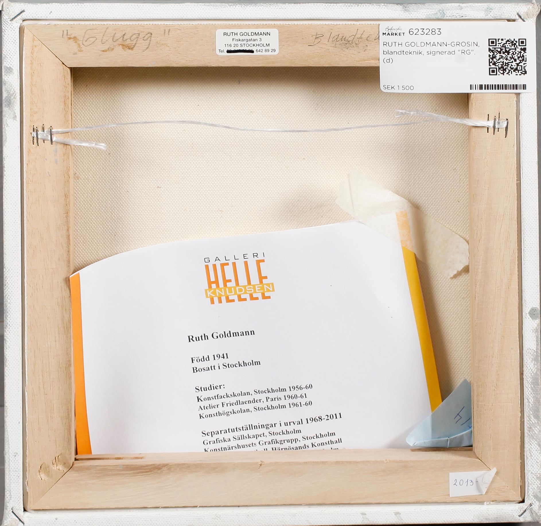 RUTH GOLDMANN-GROSIN, blandteknik, signerad "RG".