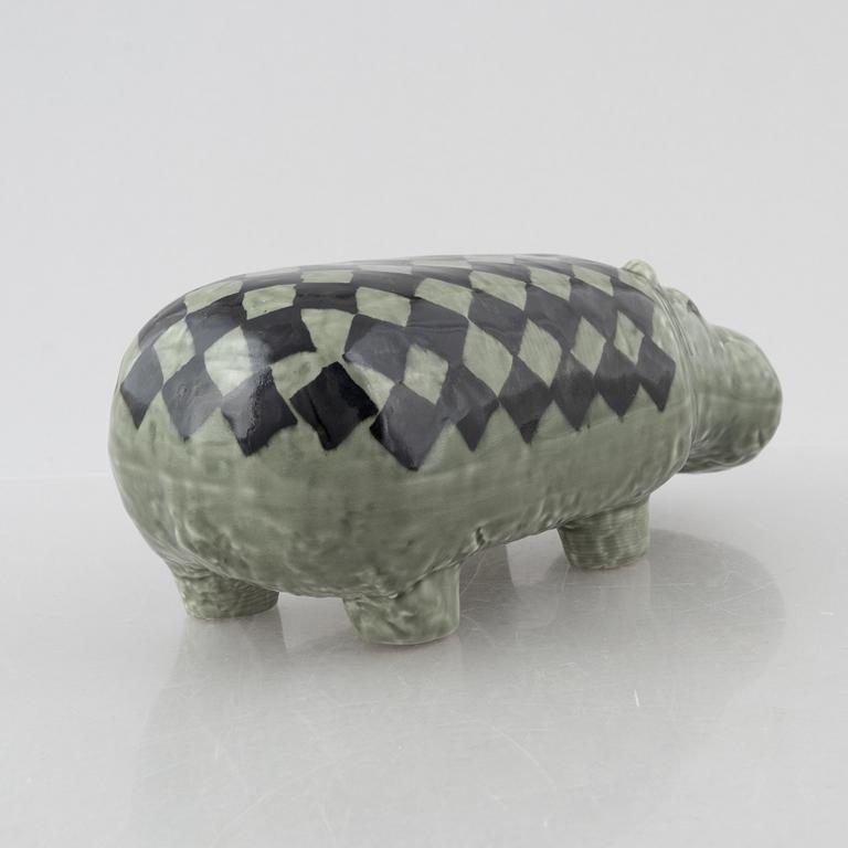 Lisa Larson, figurin, stengods, "Flodhäst" ur serien "Stora zoo", Gustavsberg.