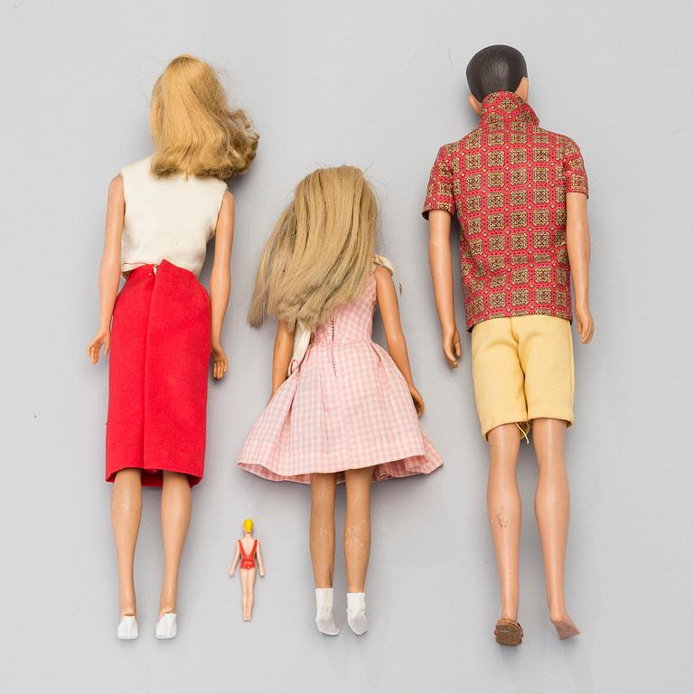 BARBIE AND HER FRIENDS, three dolls, Mattel, 1960s.