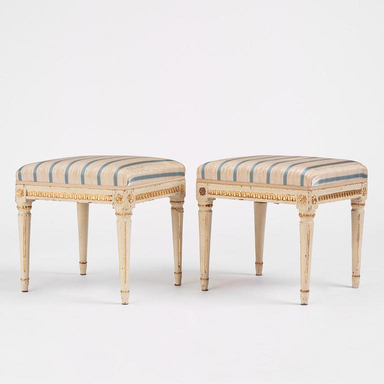 A pair of Gustavian stools, late 18th century.