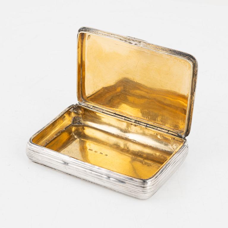 A Swedish Parcel-Gilt Snuff Box with Cameo, mark of Gustaf Grönvall, Stockholm 1856.