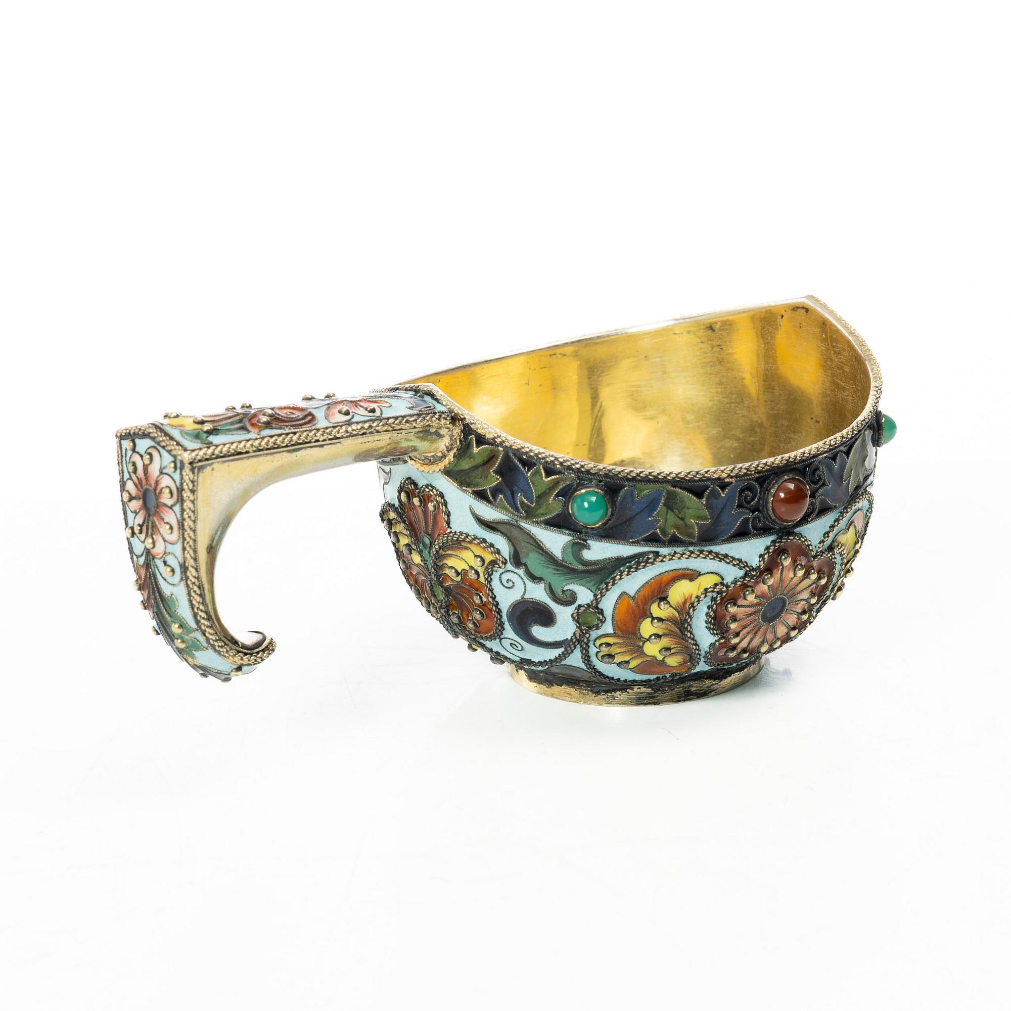 A Russian silver kovsh, Moscow, early 20th century.