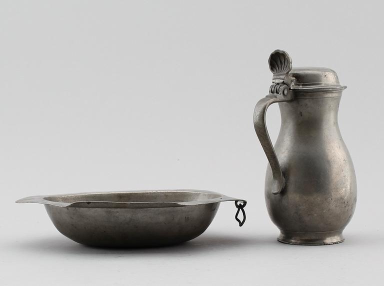 SKÅL SAMT KANNA, tenn, sannolikt England 1800-tal.