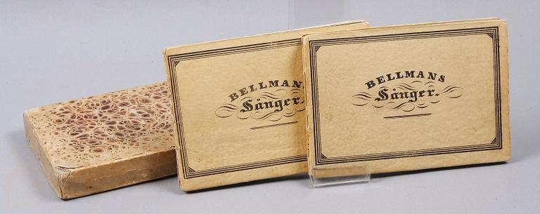 BOK, 2 band, "Sånger af Carl Michael Bellman", enligt uppgift tryckta 1832.