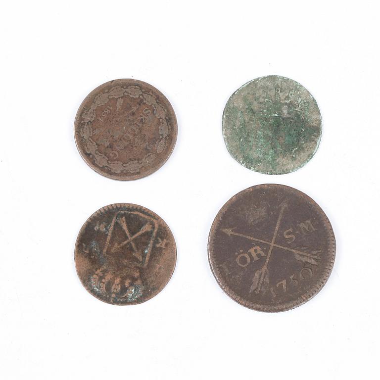 KOPPARMYNT, ca 130 st, Sverige, 1700-1800-tal.