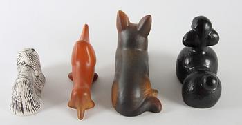 FIGURINER, 4 st, stengods, Lisa Larson, Gustavsberg, sign.