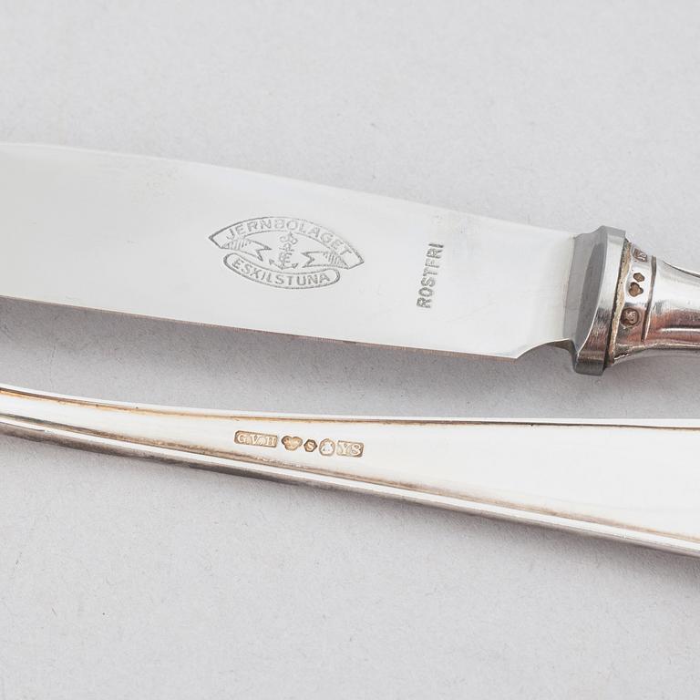 A Swedish silver cutlery set, model "Slottsbarock", CG Hallberg, Guldvaruhuset, Stockholm, some 1949 (45 pieces).