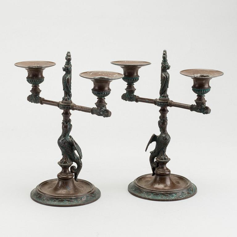 TWO CANDELABRUM, first half of the 20th century.
