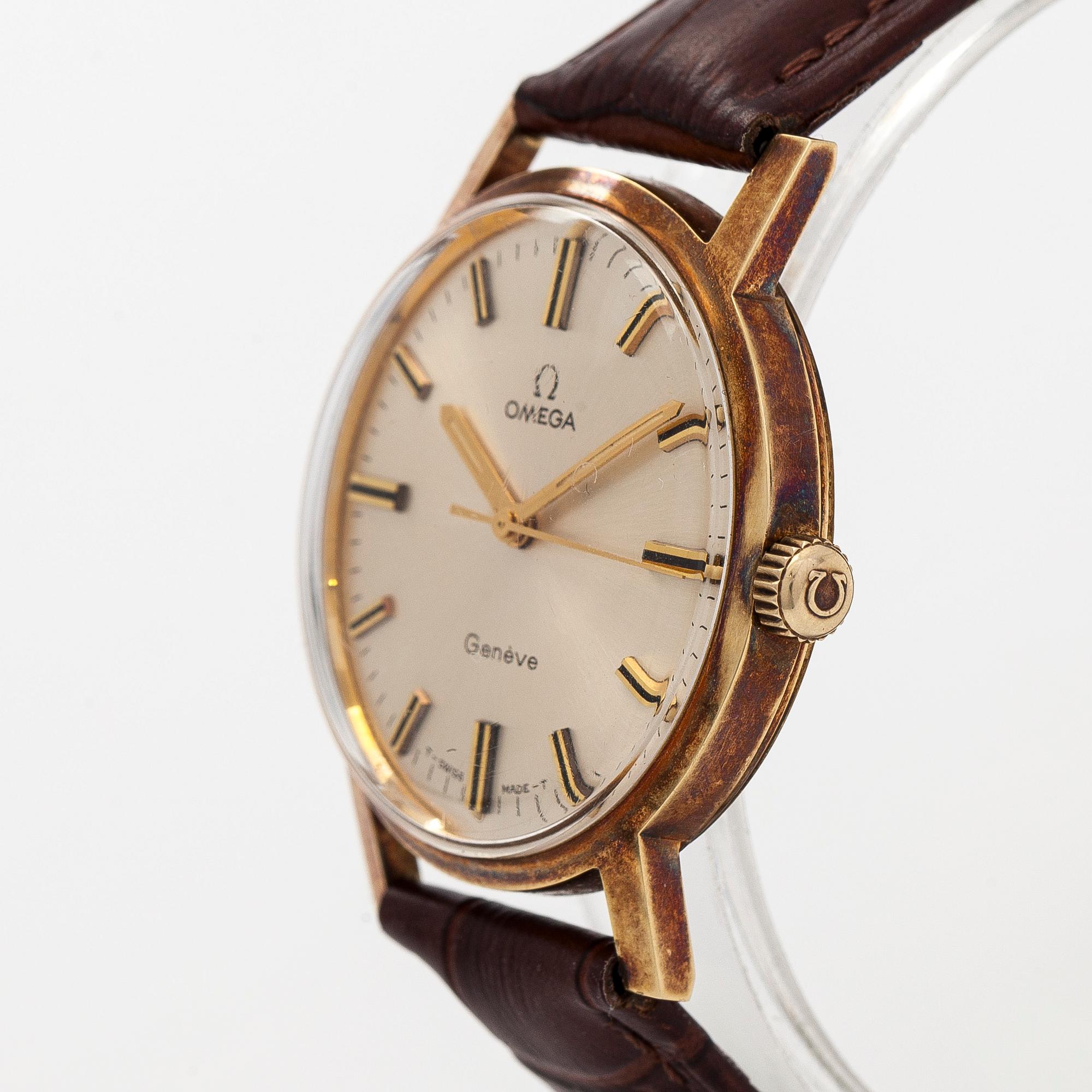 Omega, Genève, rannekello, 35 mm, 14K kultaa, manuaalinen.