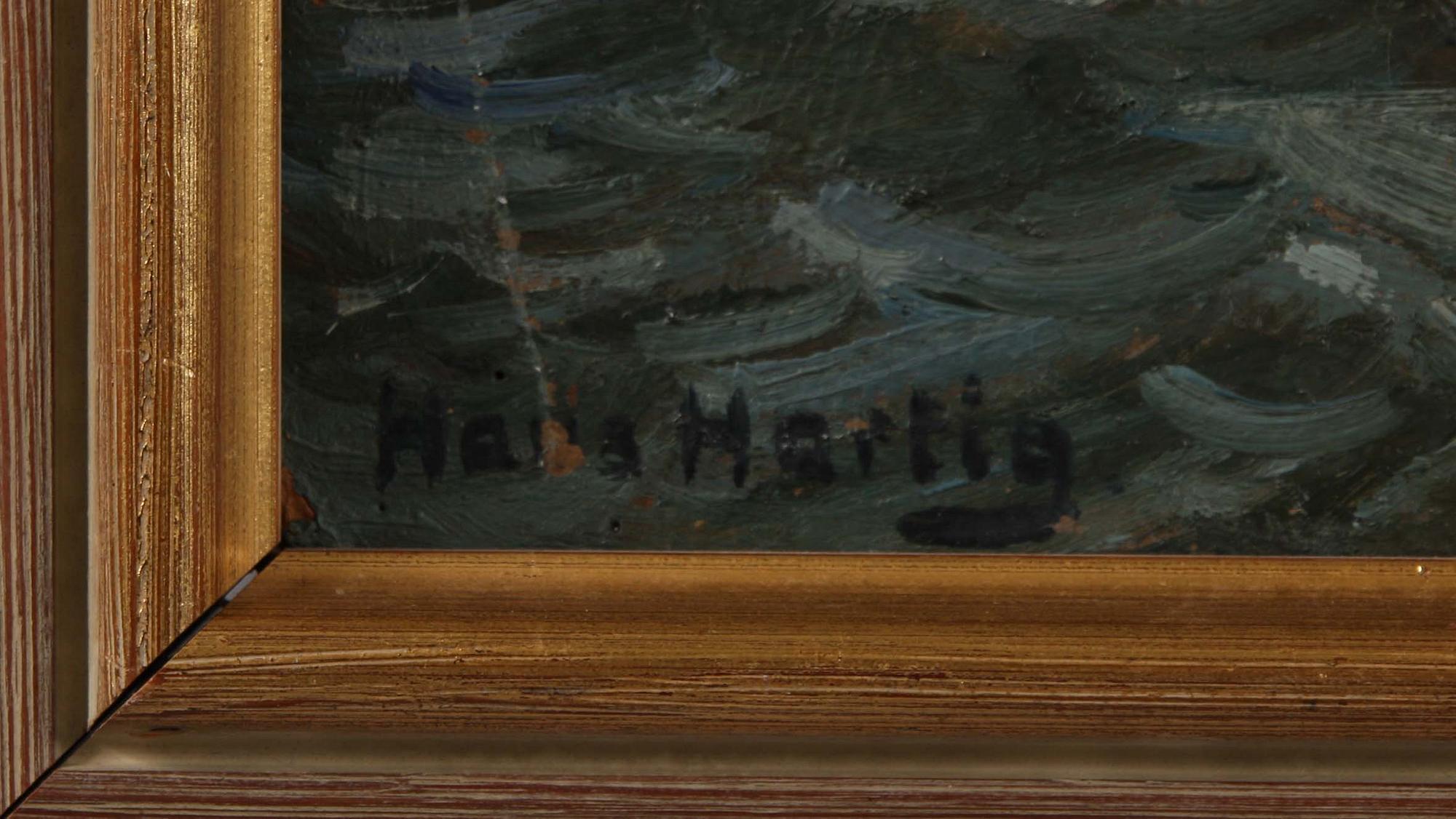 HANS HARTIG, olja på pannå, sign.