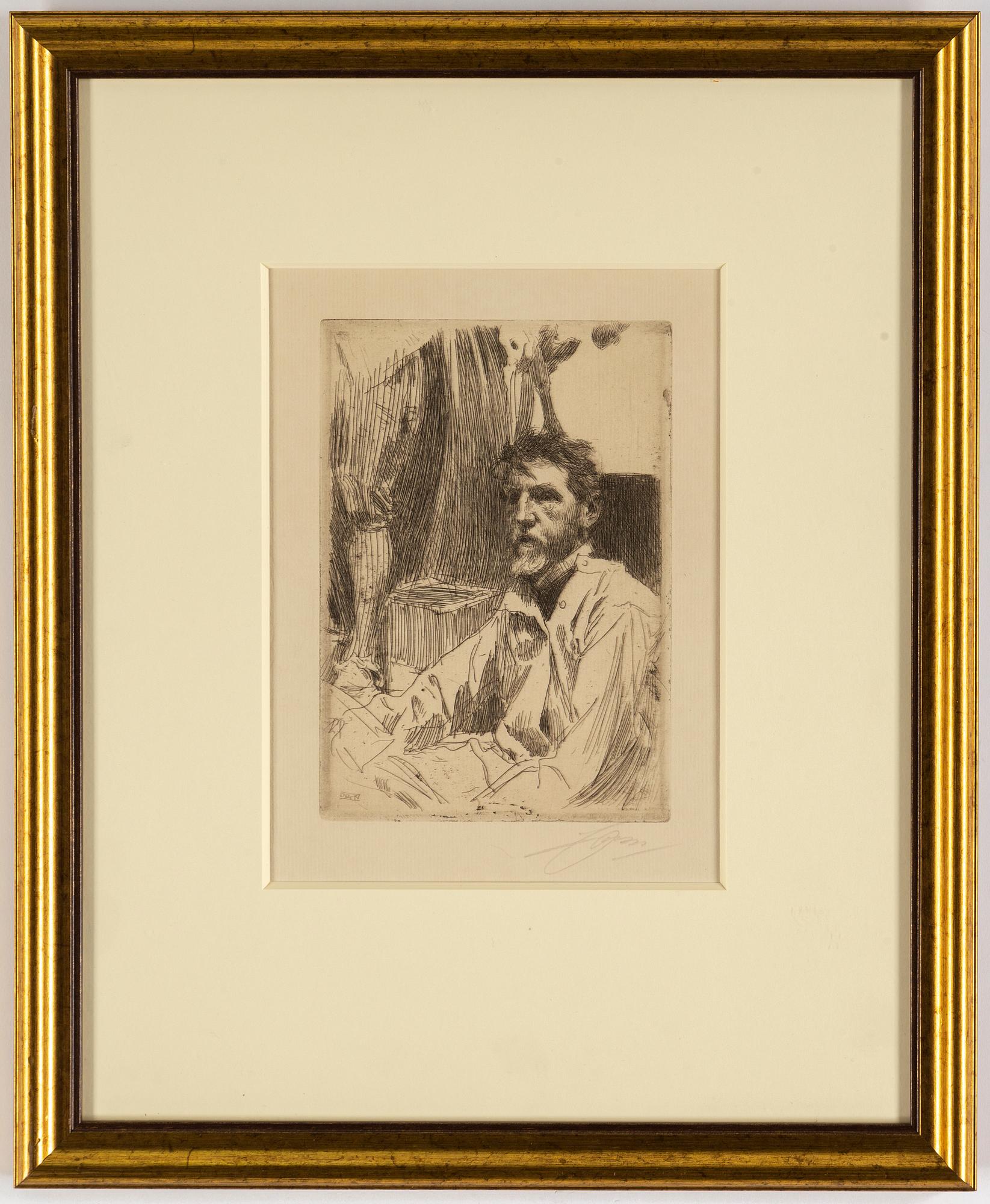 Anders Zorn, etsning, 1897, signerad med blyerts.