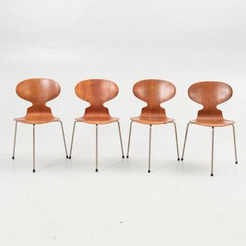 Arne Jacobsen, Four chairs, “Ant”, Fritz Hansen, 1950s/60s.