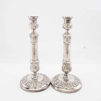 Ljusstakar 2 par nysilver 1900-talets första hälft.