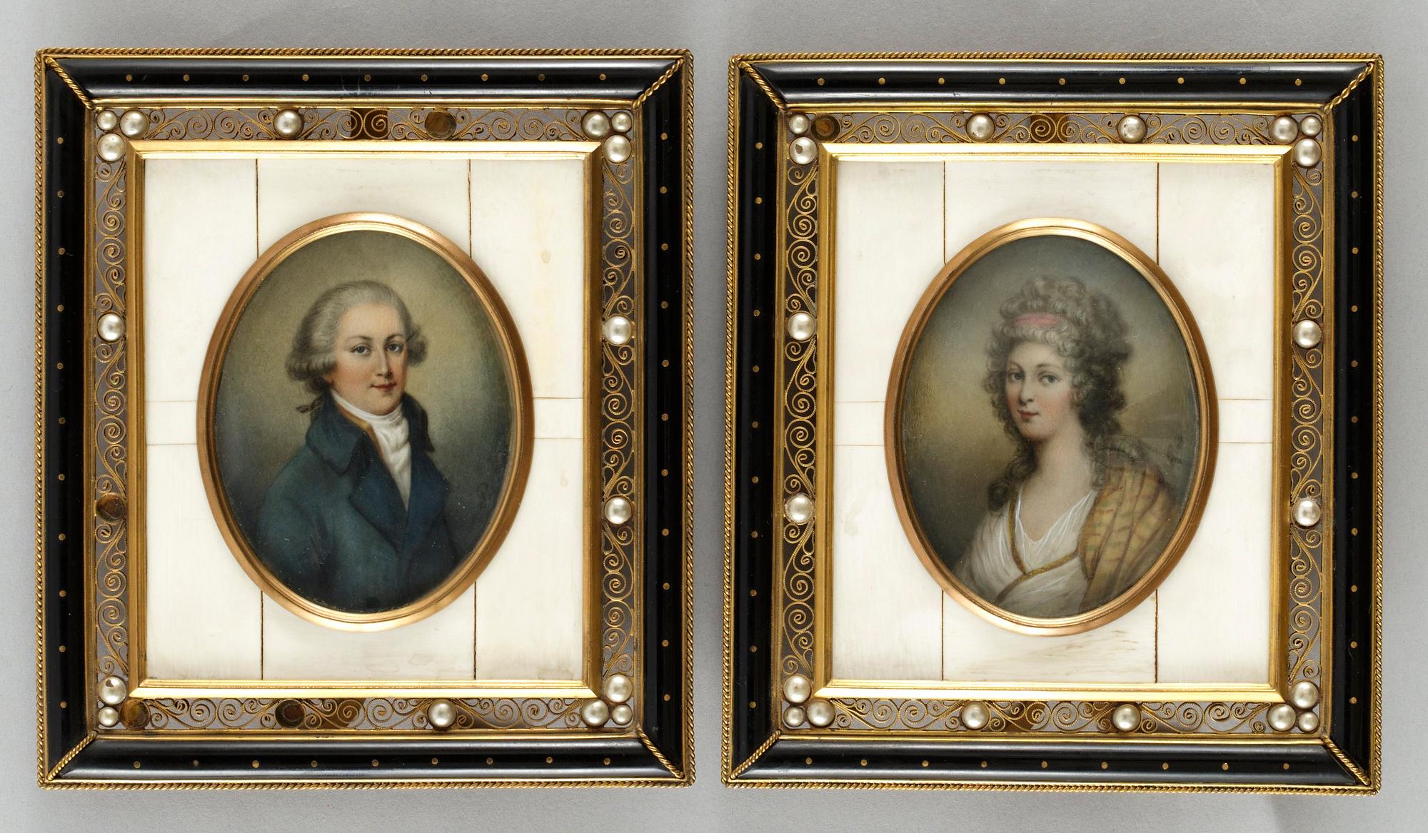 Man- och kvinnoporträtt.