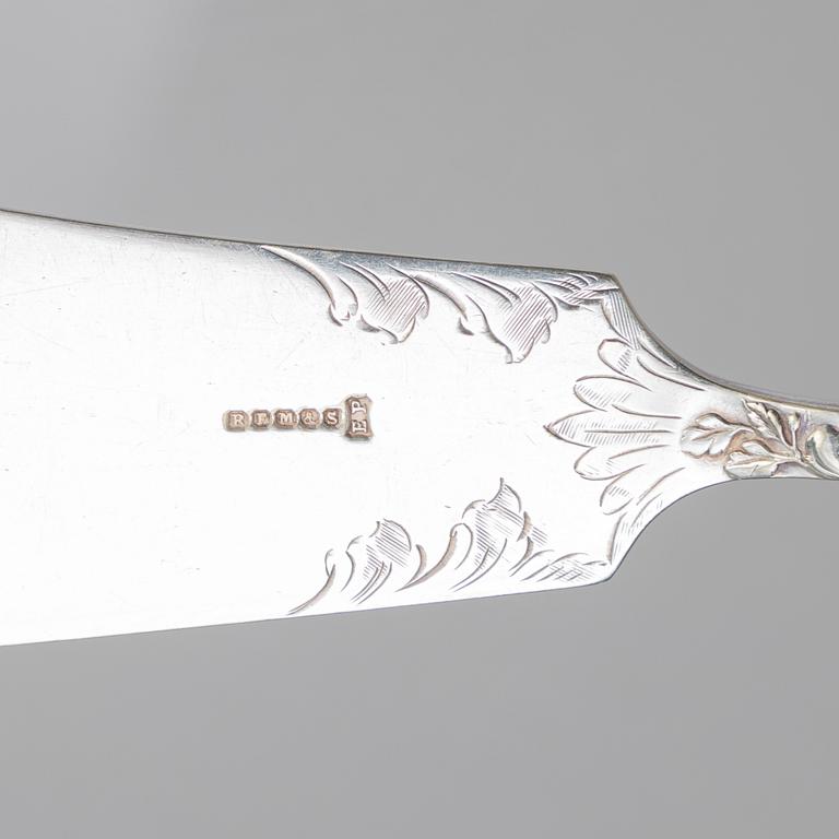 Two Silver Serving Spoons, including a Rococo-Revival spoon with mark PR Hinnerup, Denmark 1851.