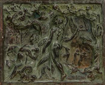 AARRE AALTONEN, relief, painted plaster, signed.
