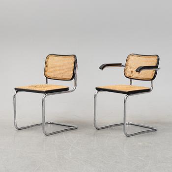 Marcel Breuer, five tubular steel 'Cesca' chairs, Knoll Studio.