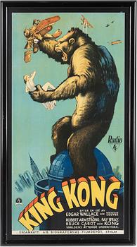 MOVIE POSTER, "King Kong", J Olséns Litografiska Anstalt, Stockholm, 1933.