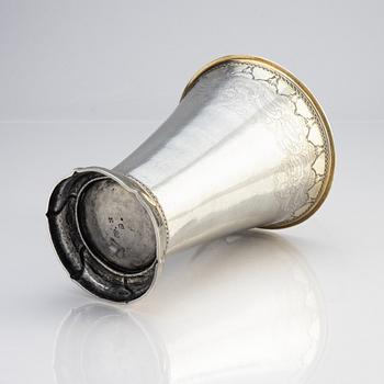 A Swedish 18th century parcel-gilt silver beaker, mark of Lorens Stabeus, Stockholm 1763.