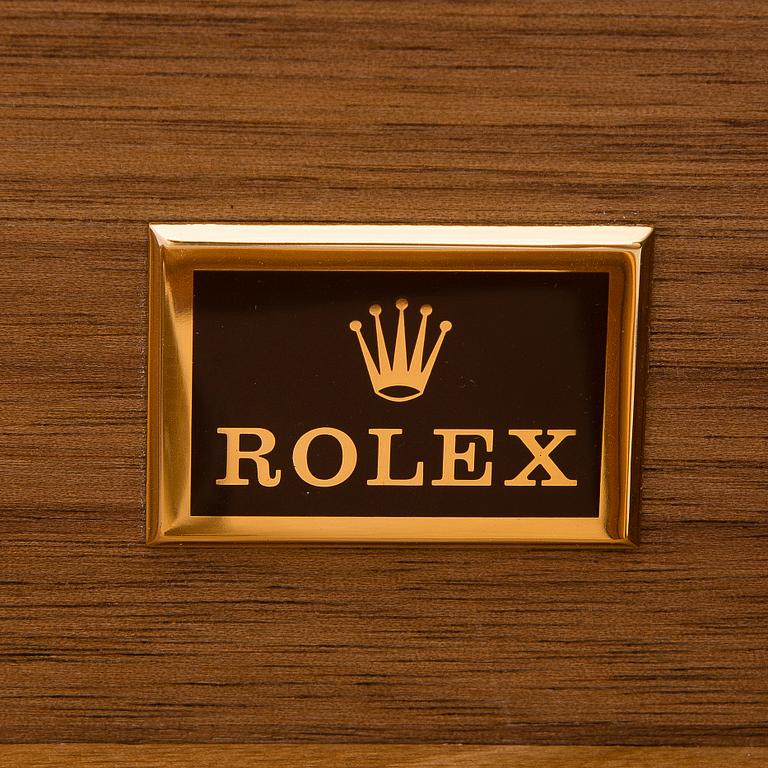 A ROLEX BOX, brown leather, 1970-80s.