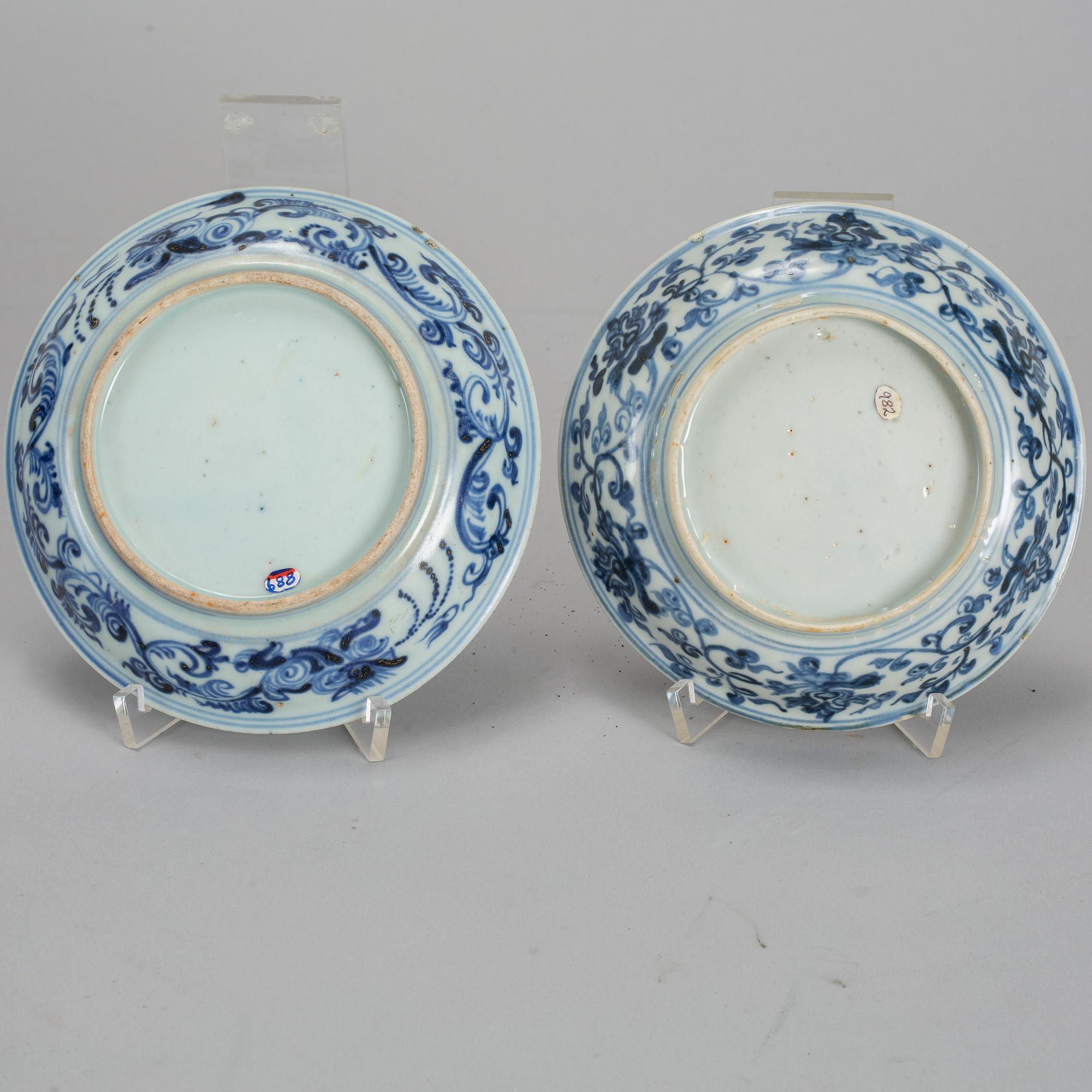 Two blue and white dishes, Ming dynasty (1368-1644).