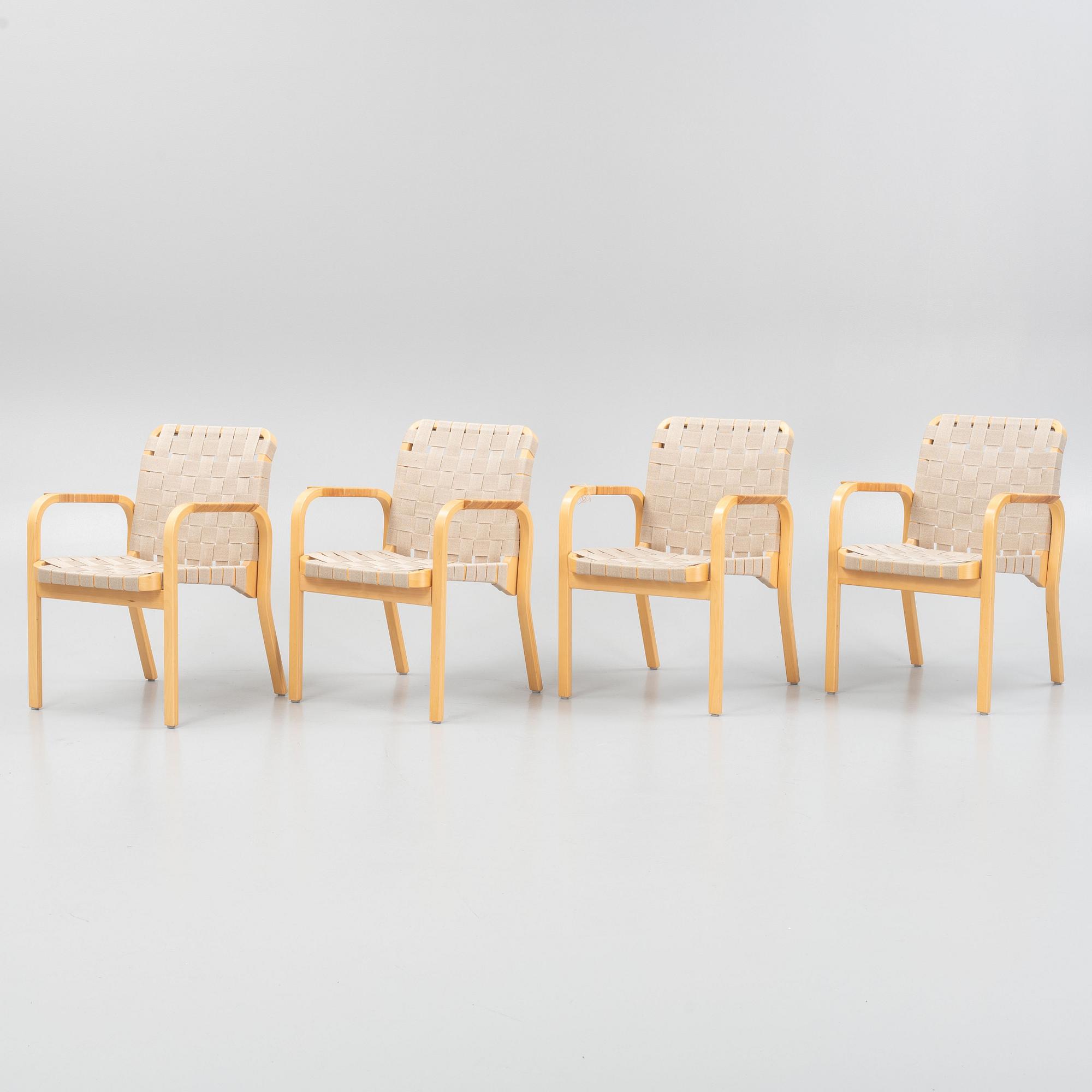 Alvar Aalto, armchairs, four pieces, model 45, Artek, second half of the 20th century.