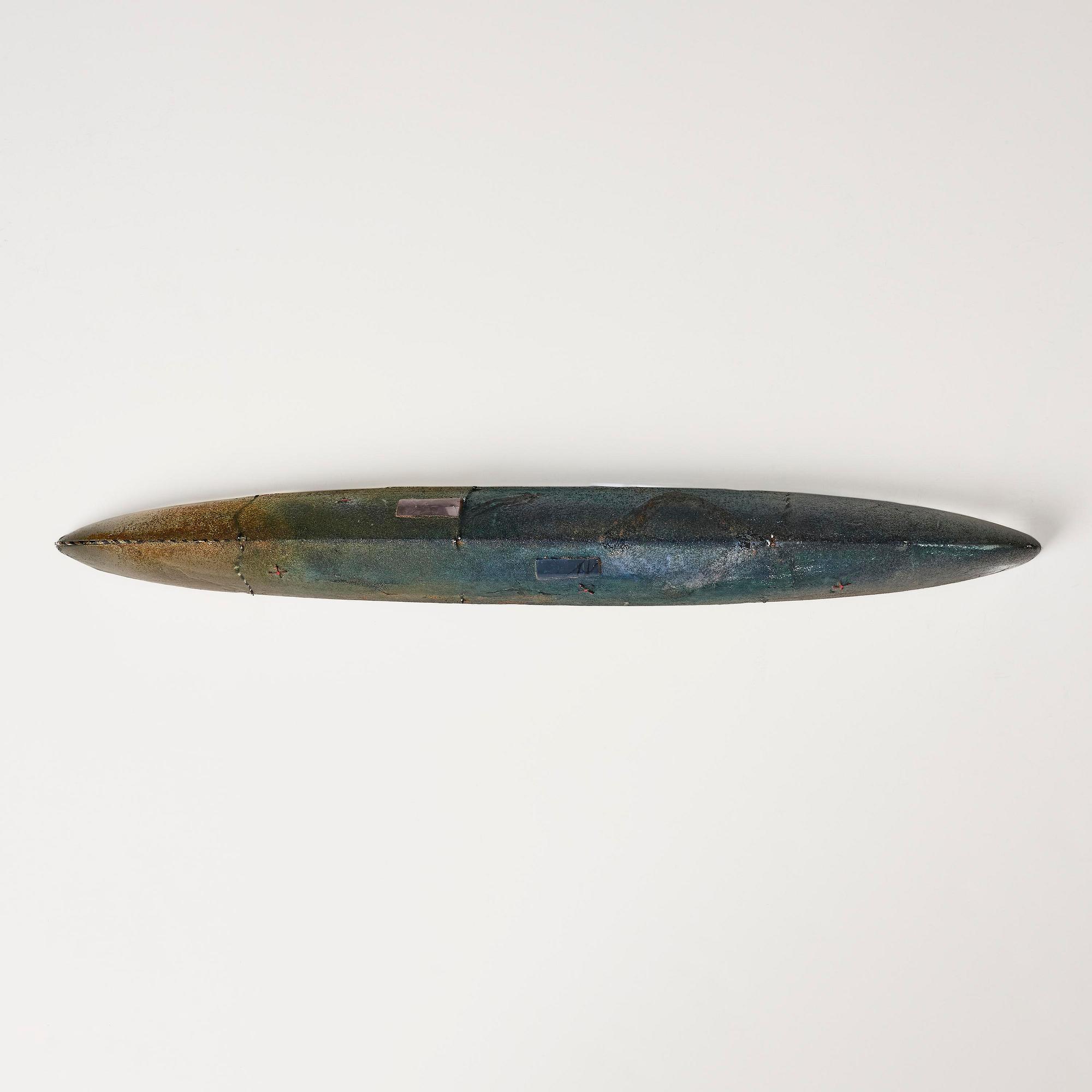 Bertil Vallien, a sand cast glass sculpture of a boat, Kosta Boda, Sweden 1991.