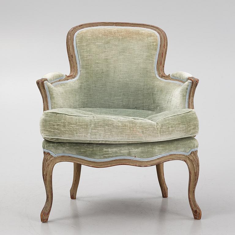 A Louis XV-style Bergère, 20th century.