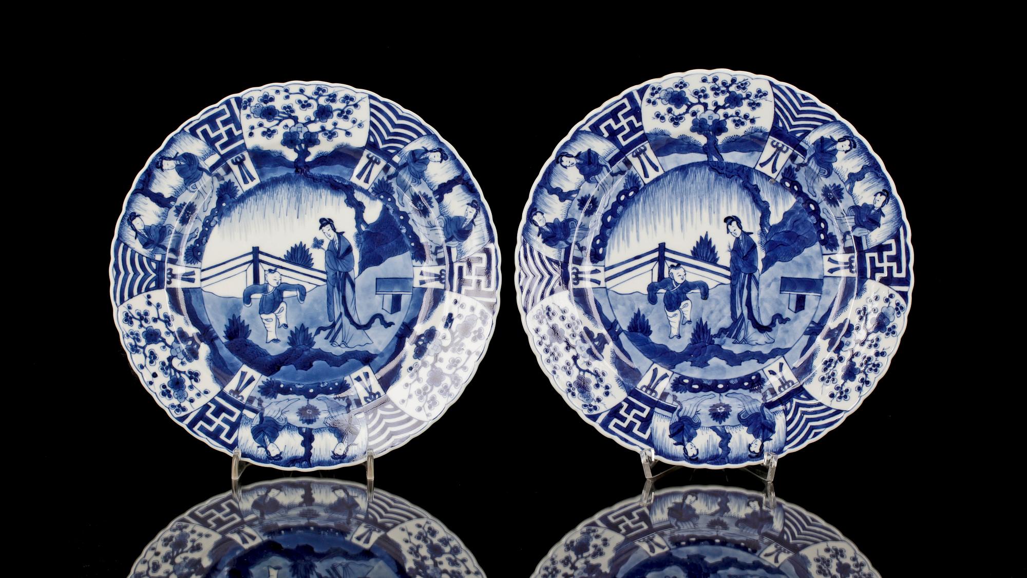 TALLRIKAR, ett par, porslin, Kina, kangxi, (1662-1722).