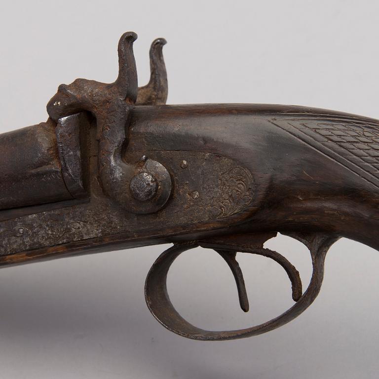 A Central European percussion lock pistol from the first half of the 19th century.