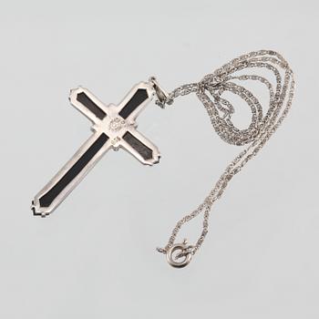 HÄNGE, silver med odlad pärla, markasiter samt onyx, importstämplat. Vikt 7,0 gram.