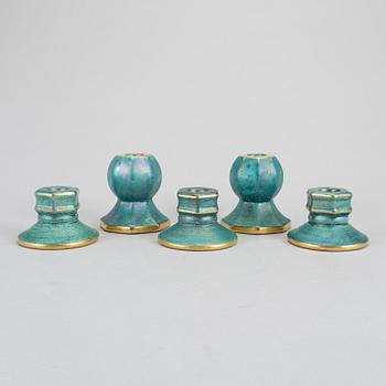 JOSEF EKBERG, ljusstakar 2+3 st, flintgods, Gustavsberg, 1920-/30-tal.