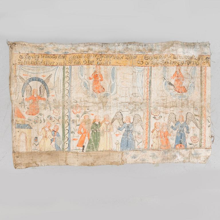 A traditional Swedish 19th century painting on linen, attributed to Anders Svensson and  Johannes Larsson.