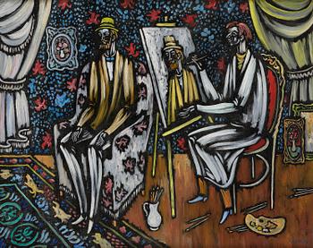 699. Vytautas Kasiulis, Interior with artist and model.