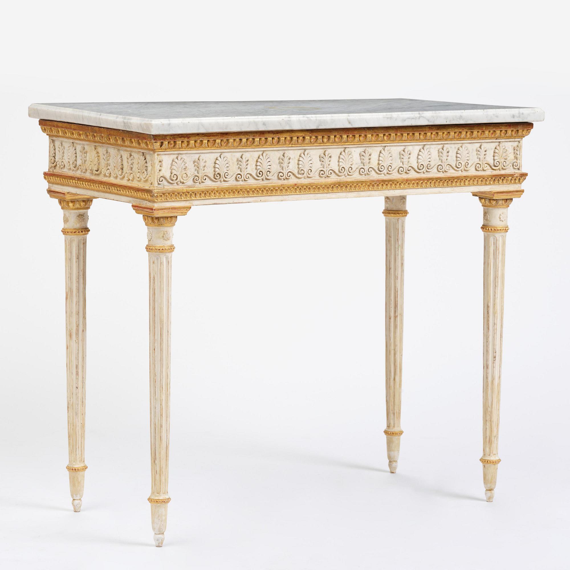 Konsolbord, tillskrivet Jean Baptiste Masreliez (formgivare och ornamentbildhuggare i Stockholm), Sengustavianskt.