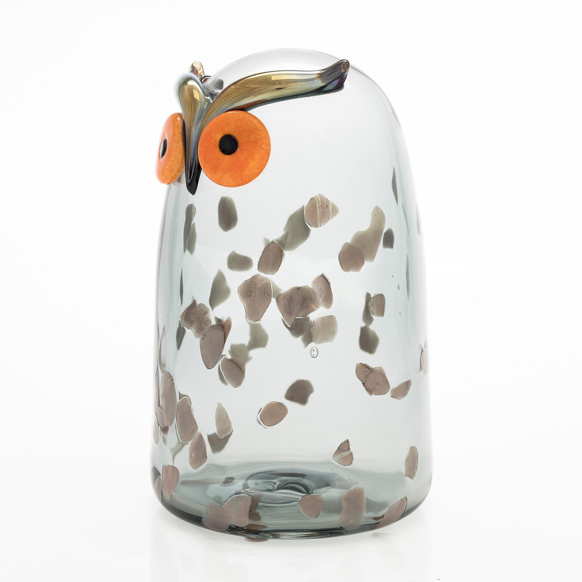 Oiva Toikka, glasfågel, "Long-eared owl", signerad O. Toikka Iittala.