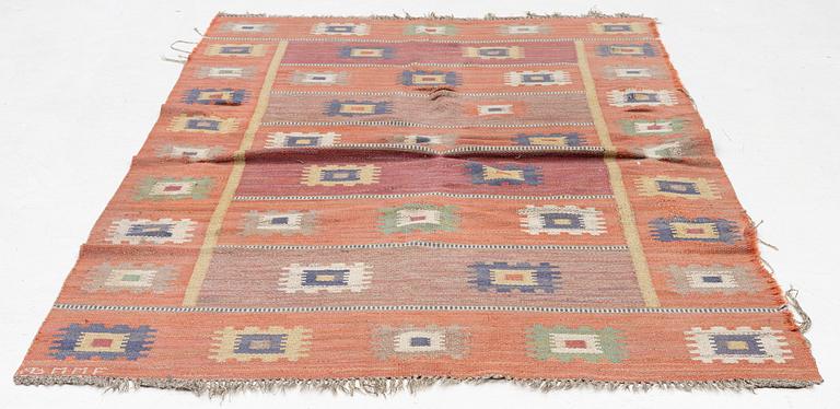 Märta Måås-Fjetterström, a carpet, 'Röd grön äng', flat weave, c. 242 x 150 cm, signed AB MMF.