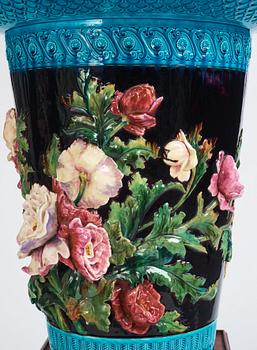 A massive majolica jardinere, late 19th century, possibly by the Sergei Poskochin manufactory,  Morje, St Petersburg.