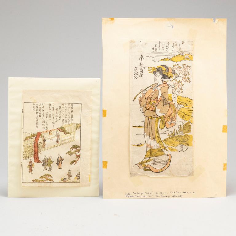 OIDENTIFIERAD KONSTNÄR, färg träsnitt, två stycken. Japan, 1800-tal.