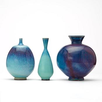 Berndt Friberg, vaser, 3 st, Gustavsbergs Studio 1971-75.