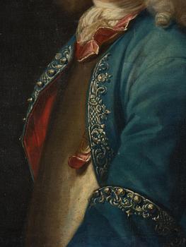 Johan Henrik Scheffel, Portrait of a man in a wig and breastplate, bust-length.